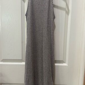 Topshop Charcoal Ribbed Midi Dress